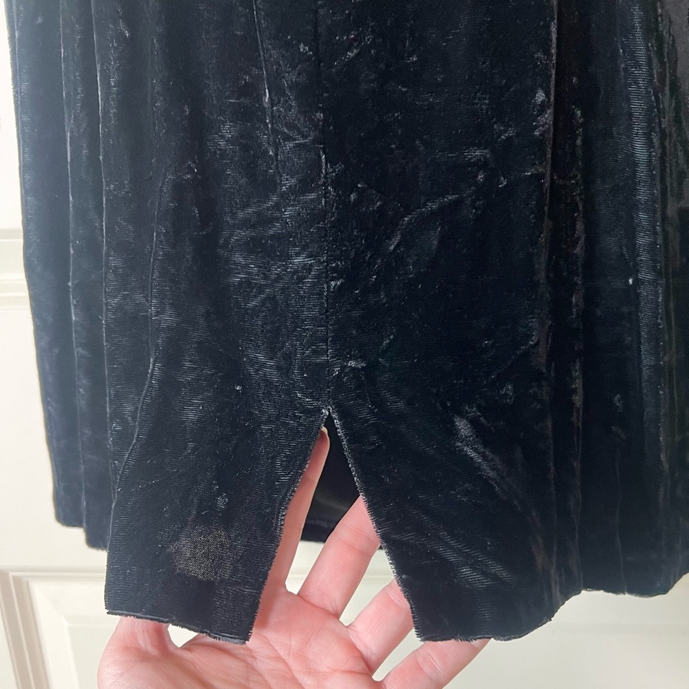 Vintage Gunne Sax Black Velvet Mini Dress Jessica McClintock Metallic Rosettes - Picture 8 of 13